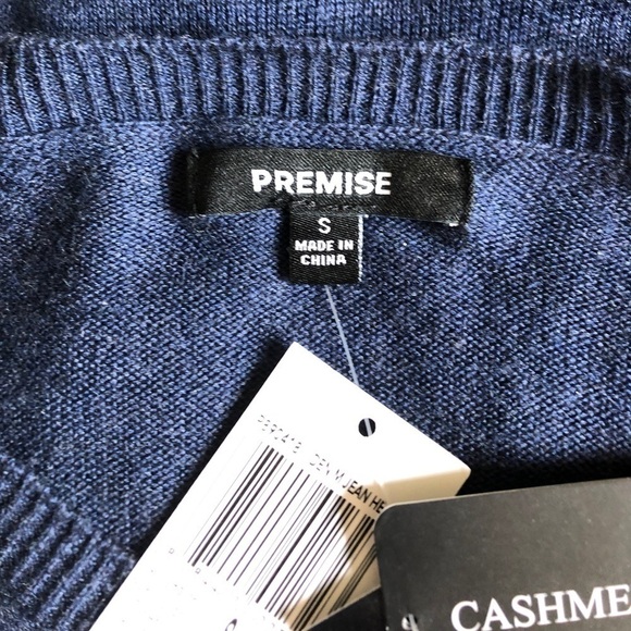 NWT Premise dark blue cashmere blend v-neck sweater size small - Picture 6 of 8